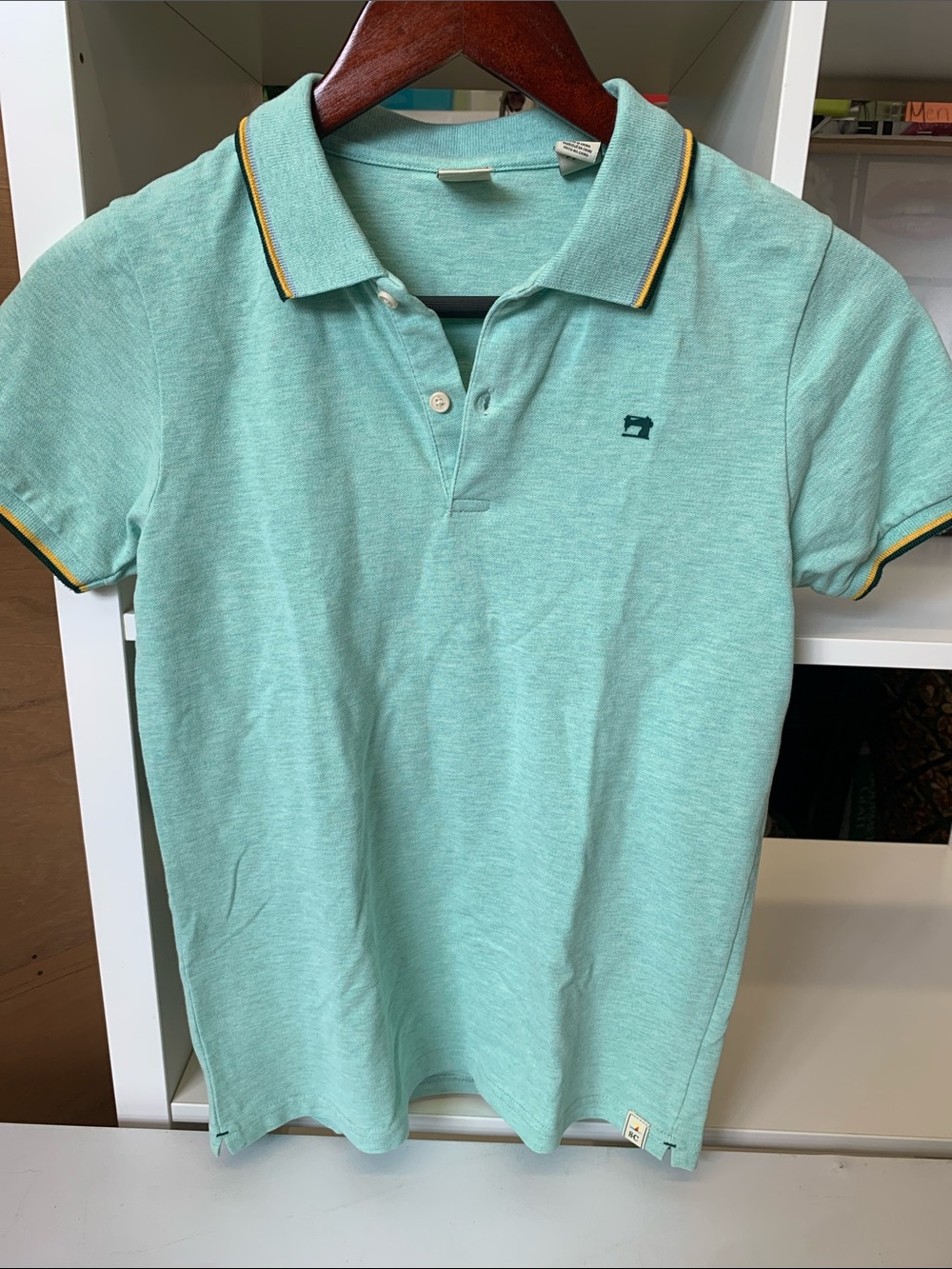 Scotch & Soda Mint Polo with Yellow-Navy Trim